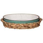 Блюдо для запекания в плетеной корзине bronco "Nature" 32,5*20,5*6,5 см 1200 мл мятное