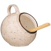 Солонка с ложкой bronco "Nature" 9*10 см кремовая