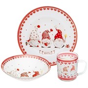 Набор для завтрака 3 предмета "Гномы" тарелка 180 см ,салатник 16 см ,кружка 200 мл