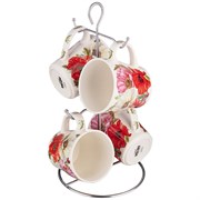 Набор кружек на металл.подставке lefard "Маки" 4 шт 350 мл