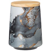 БАНКА С ДЕРЕВ.КРЫШКОЙ LEFARD "MOON ART" 650МЛ 10,5*14СМ ЧЕРНАЯ (КОР=24ШТ.)