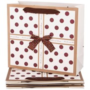 Комплект бумажных пакетов из 4 шт "Горошек" 30*27*12 см