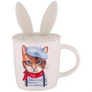 Кружка с силиконовой крышкой "Котомания" 380 мл