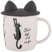 Кружка с силиконовой крышкой "Котомания" 380 мл