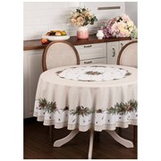 Скатерть круглая "Celebration" 190 см ,бежевый, 100% хлопок,твил,клетка