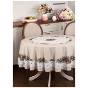 Скатерть круглая "Celebration" 190 см ,бежевый, 100% хлопок,твил,горох