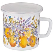 Кружка эмалированная с пластик.крышкой серия "Прованс лимоны" 1250 мл , 12*12 см