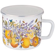 Кружка эмалированная с пластик.крышкой серия "Прованс лимоны" 1500 мл , 14*12 см