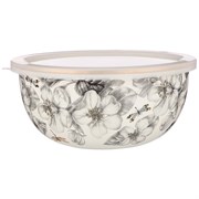 Миска agness эмалированная с пластиковой крышкой, серия яблоневый сад, 24 х 10,5 см / 2,8 л