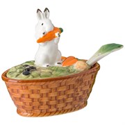 Икорница с крышкой и ложкой "Кролик" 11*11 см
