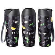 Термокружка agness "Tea time" с кнопкой-стоппером, 380 мл колба нерж.сталь