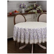 Скатерть круглая "Душа прованса" 190 см ,белый, 100% хлопок, твил,