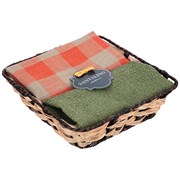 Набор полотенец кухонных из 2-х шт "Эко-стиль"50х30 см ,35х35 см ,зел+клетка,х/б100%,лён100%