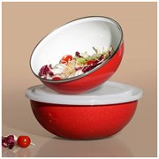 Набор мисок эмалир. с пласт.крышк, с эф-ом металлик серия "Deluxe" цв:красный 4пр. 1.7/3,0л. 20/24 с