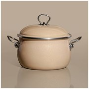 Кастрюля эмалир. с крышкой с эффектом металлик серия "Deluxe" цв:кофейный 2,0 л. 16х10 см