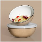 Набор мисок эмалир. с пласт. крышк,с эф-ом металлик серия "Deluxe"цв:кофейный 4пр. 1.7/3,0л. 20/24 с