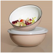 Набор мисок эмалир. с пласт. крышк,с эф-ом металлик серия "Deluxe" цв:розовый 4пр. 1.7/3,0л. 20/24 с