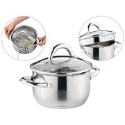 Кастрюля agness "Profi home" со стеклянной крышкой, 1,5л 16x9.5 см