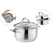 Кастрюля agness "Profi home" со стеклянной крышкой, 2,0л 18x10.5 см