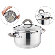 Кастрюля agness "Profi home" со стеклянной крышкой, 2,0л 18x10.5 см