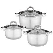 Набор кастрюль agness "Classic" со стеклянными крышками из 3 шт 1,6/2,3/3,1 л