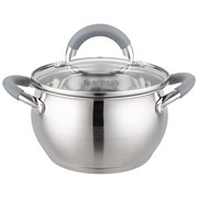 Кастрюля agness со стекл. крышкой 1,9 л. 16x9.5 см цвет: серый