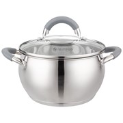 Кастрюля agness со стекл. крышкой 2,4 л. 18x10.5 см цвет: серый