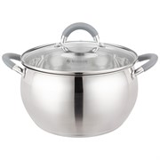 Кастрюля agness со стекл. крышкой 6,2 л. 24x13.5 см цвет: серый