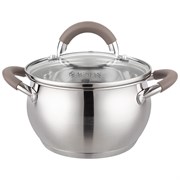 Кастрюля agness со стекл. крышкой 1,9 л. 16x9.5 см цвет: кофейный