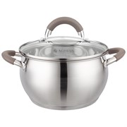 Кастрюля agness со стекл. крышкой 2,4 л. 18x10.5 см цвет: кофейный