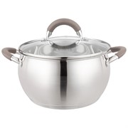 Кастрюля agness со стекл. крышкой 3,3 л. 20x11.5 см цвет: кофейный