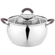 Кастрюля agness со стекл. крышкой 6,2 л. 24x13.5 см цвет: кофейный