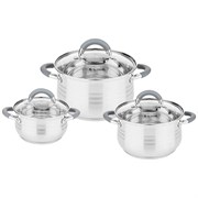 Набор кастрюль agness со стекл.крышками 6пр.1,7/2,6/3,5 л. размер 16x9,5/18x11,5/20x12.5 см