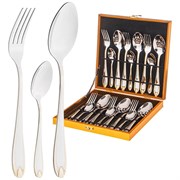 Набор столовых приборов agness на 6 персон 18 пр.в деревянном кейсе