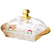 Масленка "Lefard gold glass" 17,5*10,5 см H=9 см + нож