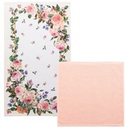 Набор полотенец из 2-шт "Винтаж" 40х70 см /40х40 см ,крем+розовый, 100% хлопок,твил/махра