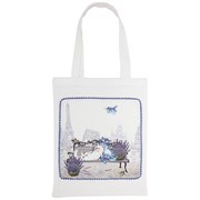 Сумка "Синие коты. париж",30х40 см ,белый, 100% хлопок,твил