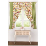 Комплект штор кухонных из 2х шт "Джем", 145х180 см , 100% хлопок шампань+салатовый