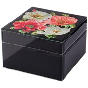 Шкатулка коллекция "Маки" цвет:черный лак 12,5*12,5*8 см