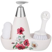 Дозатор для моющего средства "Маки" 500 мл + губка и щетка 20*9*18 см
