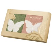 Набор полотенец из 2х шт "Бархатница",50х30 см ,35х35 см , махра,зелёный+беж,100% х\б