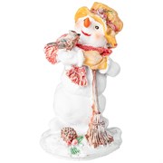 Фигурка декоративная "Снеговичок с метлой и птичкой"