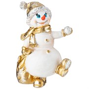 Фигурка декоративная "Снеговичок с мешком подарков и снежком"