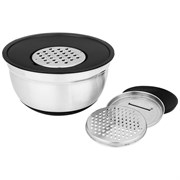 Миска agness 6 в 1 с крышкой с 3-мя съемными тёрками, 24 см, 2,25 л. противоскользящее дно
