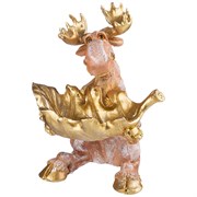 Фигурка декоративная "Лось с листком"  цвет: золото