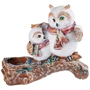 Подсвечник "Совы две на коряге новогодний" 18*17 см