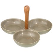 Менажница с деревянной ручкой коллекция "Золотой мрамор" цвет: gray 23,5*23,5*16,5 см