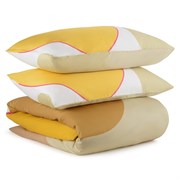 Комплект постельного белья полутораспальный из сатина горчичного цвета с авторским принтом из коллекции Freak Fruit