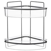 Полка для душа настенная двухъярусная угловая Siv, черная