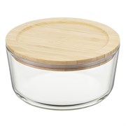 Контейнер стеклянный с бамбуковой крышкой, 950 мл